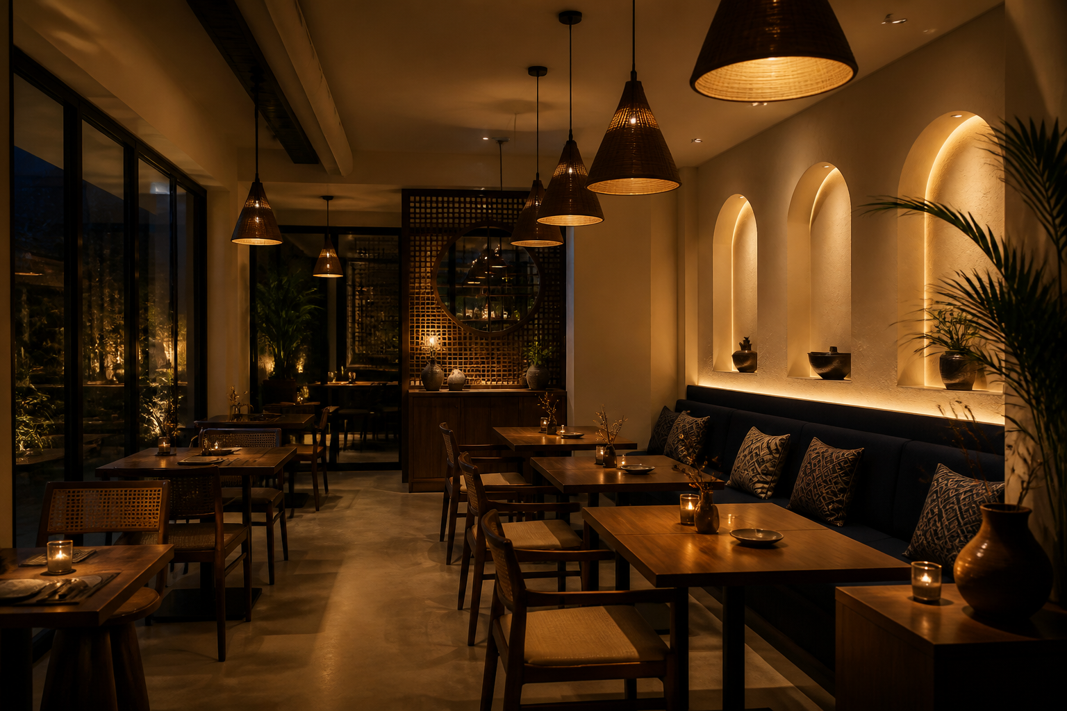 Quiet café interior for foodservice buyers